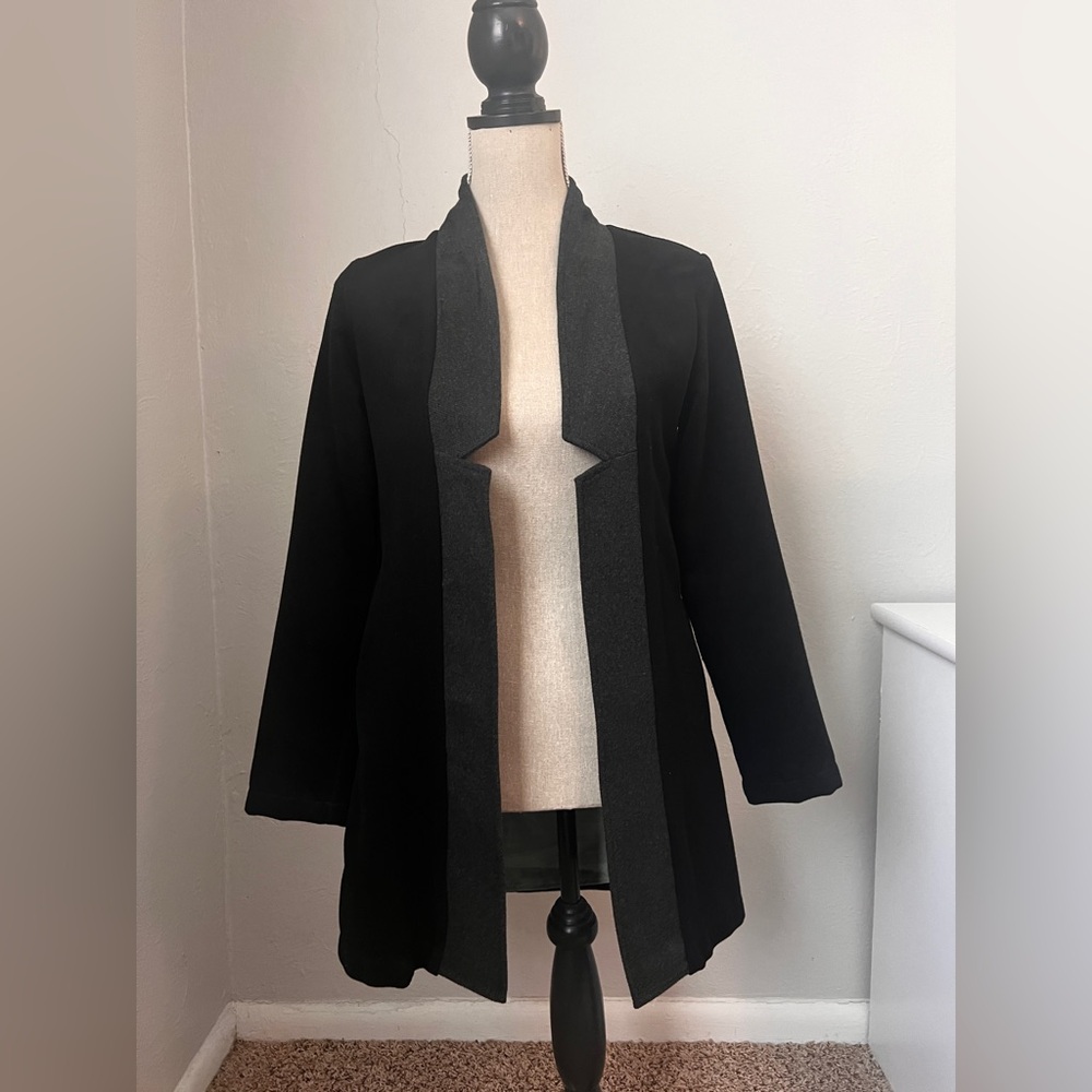 Final Touch Black And Gray Streamlined Blazer Wit… - image 1